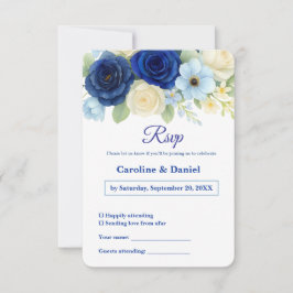 Royal Bue Wedding Watercolor Elfenbeinküste Blume RSVP Karte