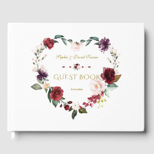 Royal Burgundy Blush Blume Navy Blue Wedding Gästebuch