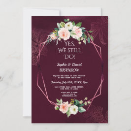 Royal Burgundy Blush Blume Vow Renewal Einladung