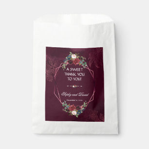 Royal Burgundy Floral Geometric Wedding DANK Geschenktütchen