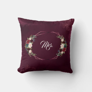 Royal Burgundy Floral Geometric Wedding Kissen