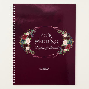 Royal Burgundy Floral Geometric Wedding Planer