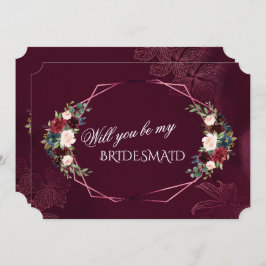 Royal Burgundy Floral werden Sie meine Bridesmaid Einladung