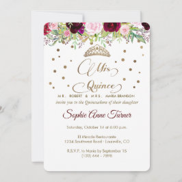 Royal Burgundy Gold Mis Quince Script Quinceañera Einladung