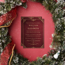 Royal Burgundy & Gold Wedding Invitation
