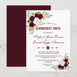 Royal Burgundy Marsala Floral Engagement Party Einladung