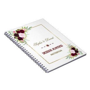 Royal Burgundy Marsala Floral Wedding Planner Notizblock