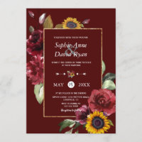Royal Burgundy Sunflower Gold Wedding