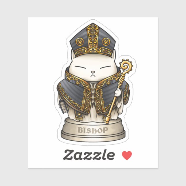 Royal Cat Schess Bishop Piece Aufkleber (Blatt)