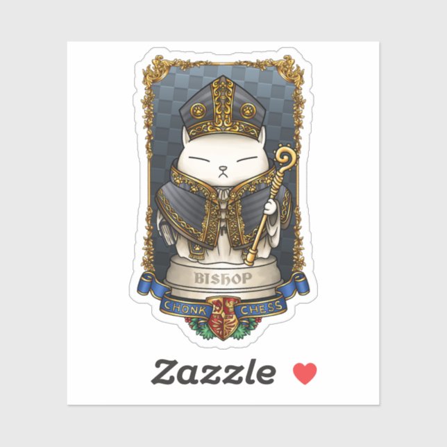 Royal Cat Schess Bishop Piece Aufkleber (Blatt)
