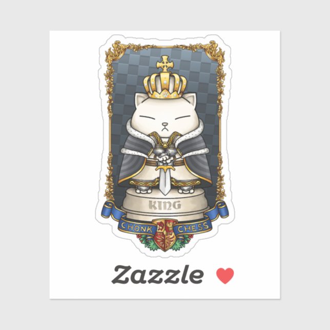 Royal Cat Schess King Piece Aufkleber (Blatt)