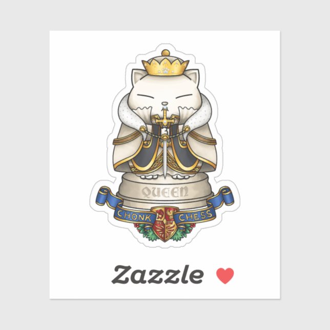 Royal Cat Schess Queen Piece Aufkleber (Blatt)