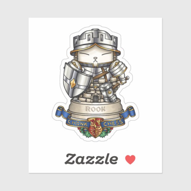 Royal Cat Schess Rook Piece Aufkleber (Blatt)