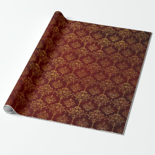 Royal Chic Golden Red Velvet Damask Red Teppich Geschenkpapier