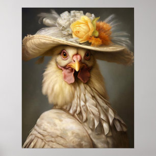 Royal Chicken Vintag Print, Renaissance Animal Poster