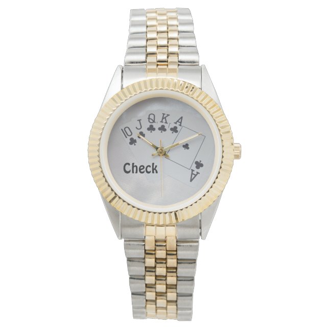 Royal Club Flush Poker Cards Muster Armbanduhr (Vorderseite)