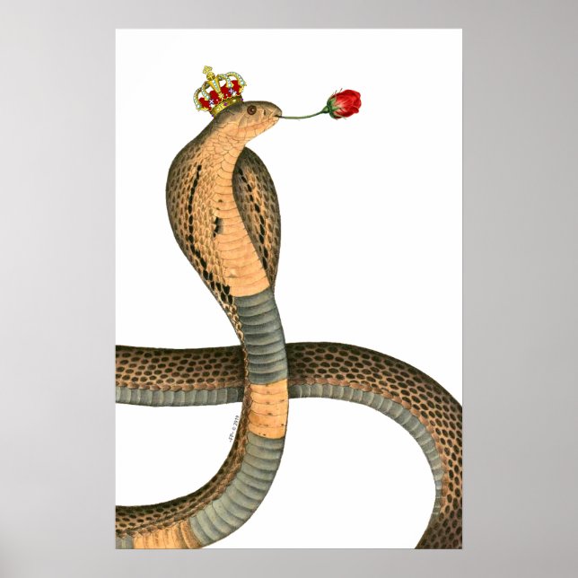 Royal Cobra King Head Rosen Surreal Crown Poster (Vorne)