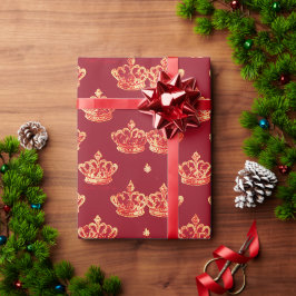 Royal Collection Gold und Red Crown Geschenkpapier