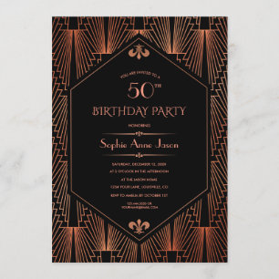 Royal Copper Black Great Gatsby 20's Birthday Part Einladung