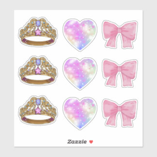 Royal Coquette Sticker Sheet | Gold Tiara & Pink 
