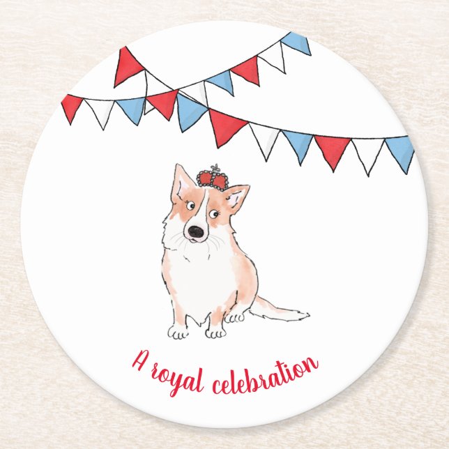 Royal Corgi Rundpapier Untersetzer (Vorderseite)