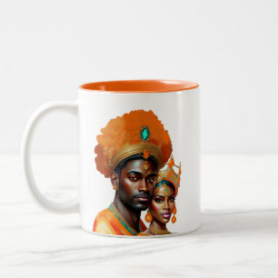 Royal Couple King Queen Orange Gold Aquamarin Zweifarbige Tasse