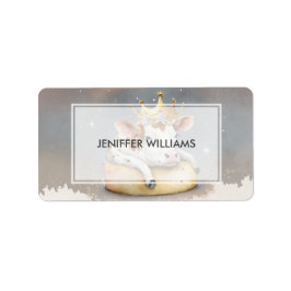 Royal Cow Dreaming on Cheese Throne Adressaufkleber