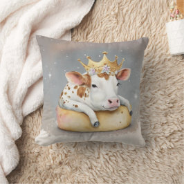 Royal Cow Dreaming on Cheese Throne Kissen