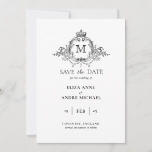 Royal Crest Elegant Kranz Monogramm Hochzeit Save The Date