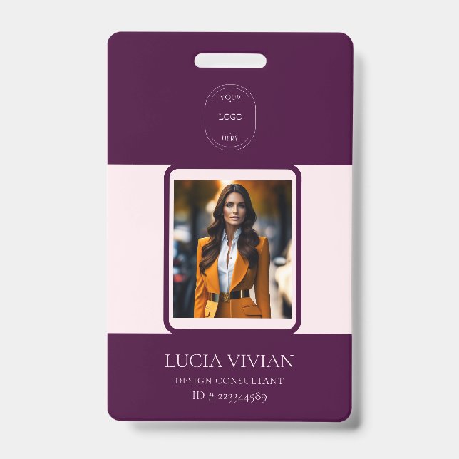 Royal Crimson QR Foto Name des Mitarbeiters Ausweis (Vorderseite)