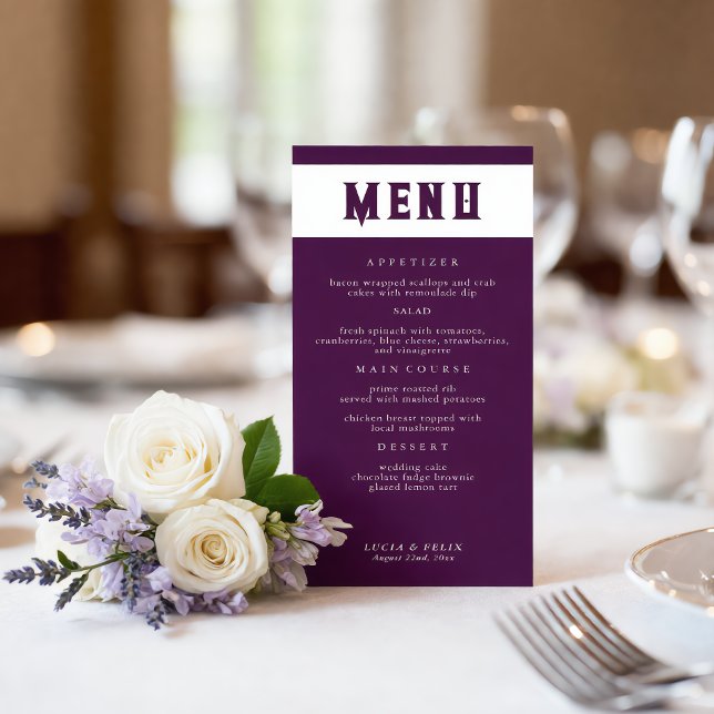 Royal Crimson Typografy Wedding Menu Card Menükarte (Von Creator hochgeladen)