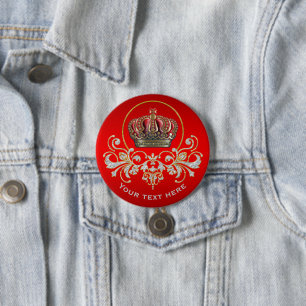 Royal Cross Crown - Gold Blue Red Button