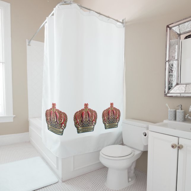 Royal Cross Crown - Gold Blue Red Duschvorhang (Beispiel)