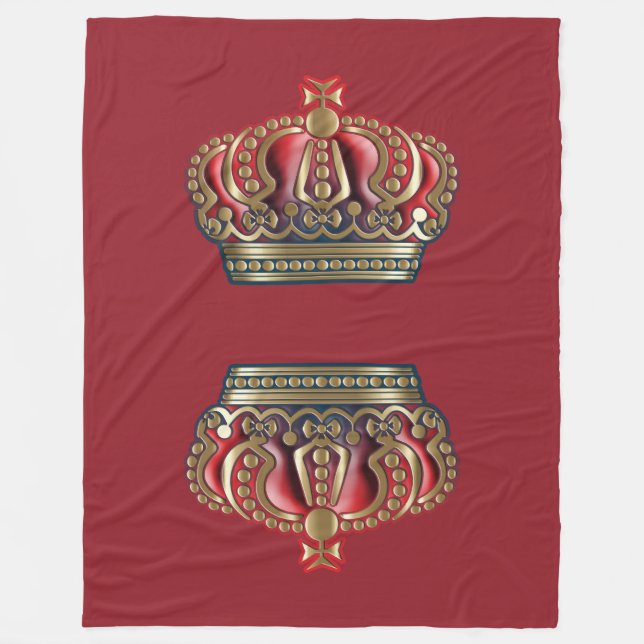 Royal Cross Crown - Gold Blue Red Fleecedecke (Vorderseite)