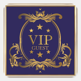 Royal Crown Blue und Gold Schnörkel Wedding VIP Quadratischer Aufkleber