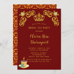 Royal Crown Damask Bridal Teezeremonie Party Einladung