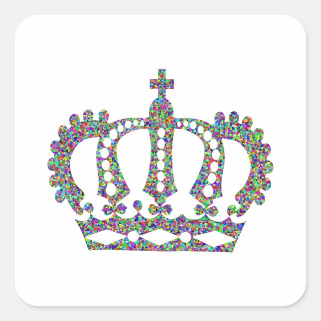 Royal Crown in Mustern Quadratischer Aufkleber (Vorderseite)