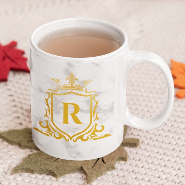 Royal Crown Initial Letter Monogram Name Marble Kaffeetasse (Von Creator hochgeladen)