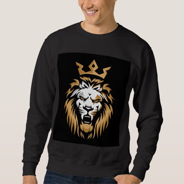 Royal Crown Löwe Schwarz Sweatshirt (Vorderseite)