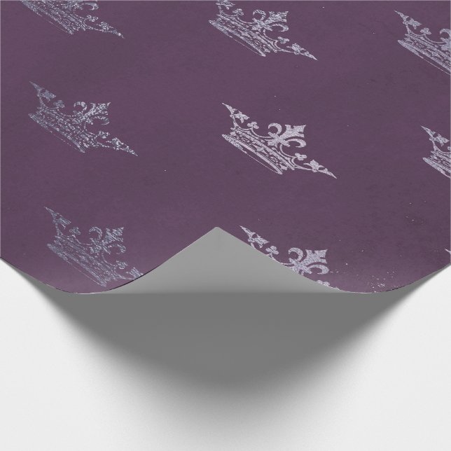 Royal Crown Princess Amethyst Lila Plum Gray Geschenkpapier (Ecke)
