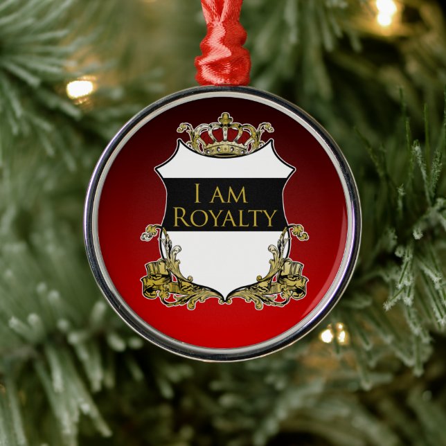 Royal Crown Schild Schwarz Rot Gradient Luxus Ornament Aus Metall (Baum)