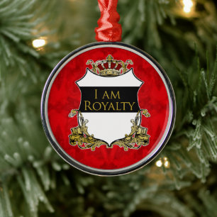 Royal Crown Shield Rot Floral Luxe Ornament Aus Metall