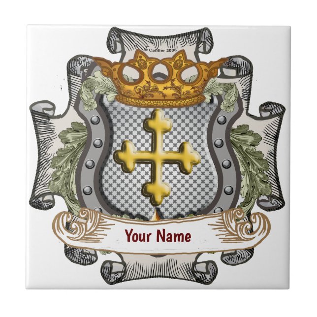Royal Crown Shield Surname Fliese (Vorderseite)