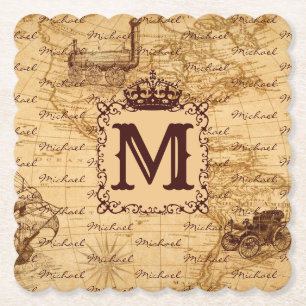 Royal Crown Vintag Name Pattern Beige Untersetzer