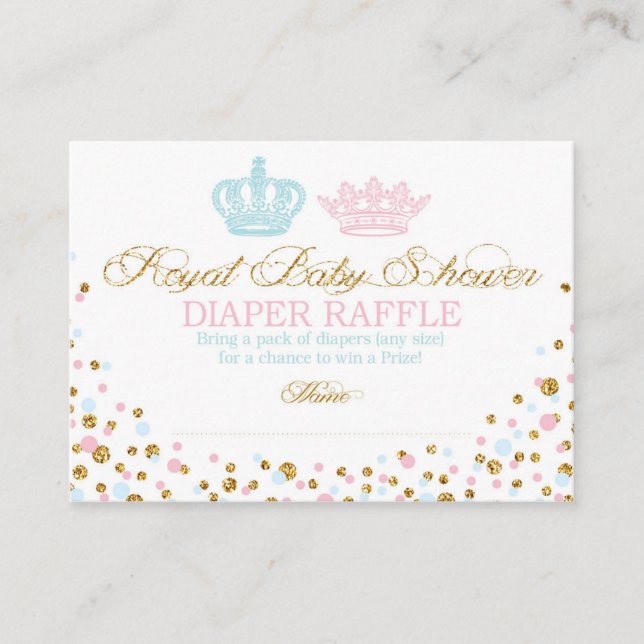Royal Crowns Princess Diaper Raffle Ticket Begleitkarte (Vorderseite)