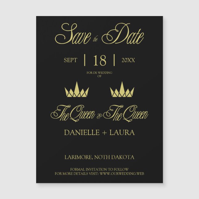 Royal Crowns Two Queen for Lesbian Wedding Magnetkarte (Vorderseite)