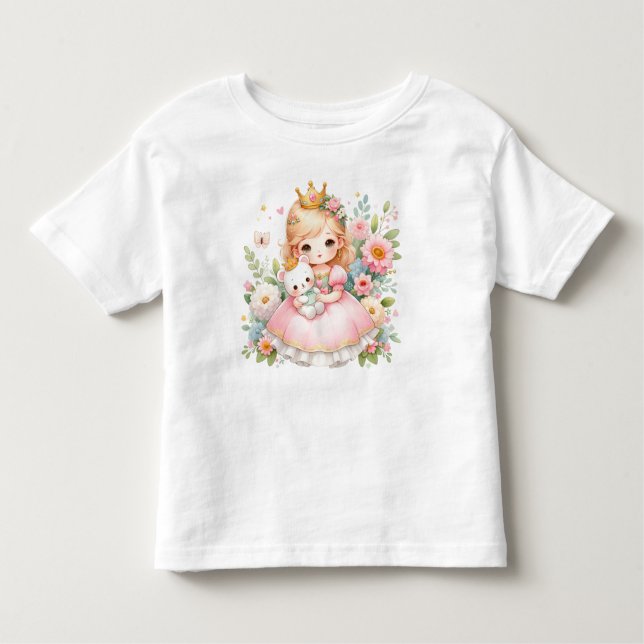Royal Cuddle - Prinzessin und Bär Kleinkind T-shirt (Vorderseite)