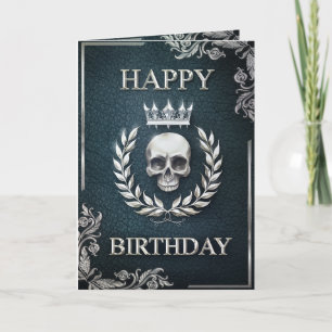 Royal Cyan & Silver King of the Dead Birthday Card Karte