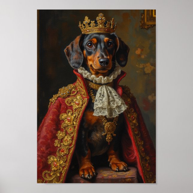 Royal Dachshund Portrait Poster (Vorne)