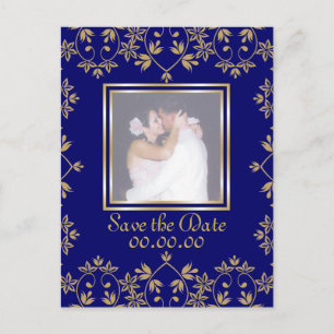 Royal Damask Save the Date Foto Postkarten. Ankündigungspostkarte